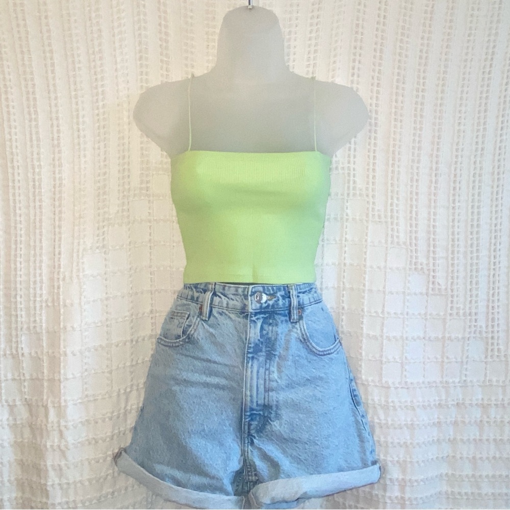 Zara Light Green Ribbed Top